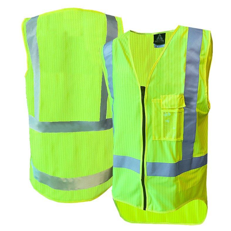 Hi-Vis Vest, Zip, D/N, Flame Ret, Yellow-Size 8Xl