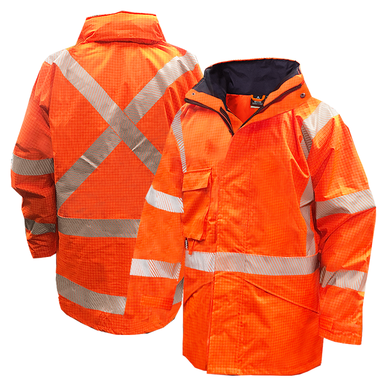 Hi Vis-Rain Jacket ,Flame Retardant, Orange Ttmc-Size 4Xl