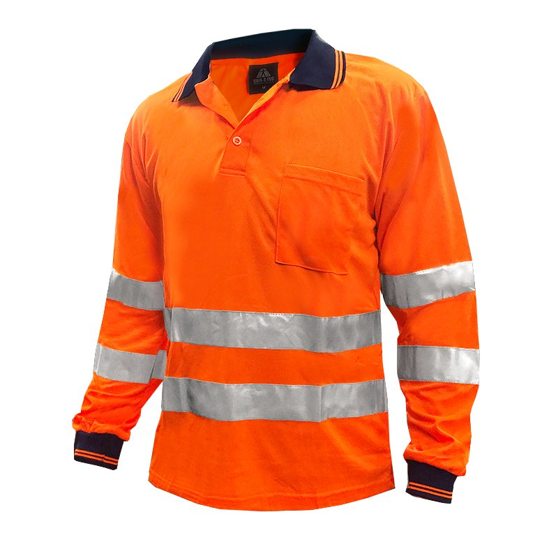 Polo Shirt, Ls, Orange, Tape Au Style-Size L