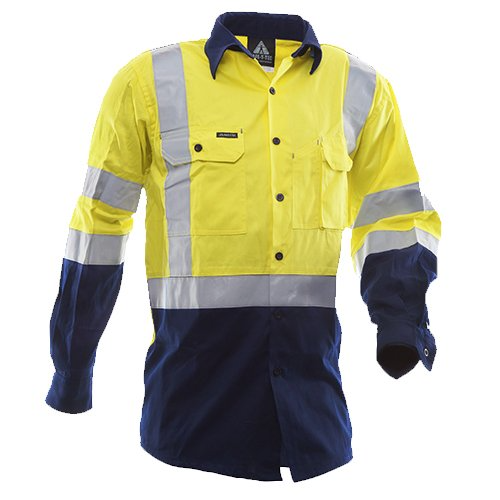 170 Gsm Cotton Shirt, Long Sleeve, Yellow/Blue, Dn-Size 4Xl