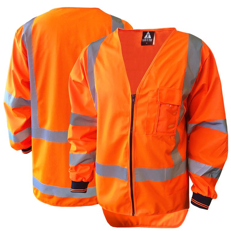 Hi-Vis Vest, Long Sleeve, Zip, Ttmc, Orange-Size 6Xl