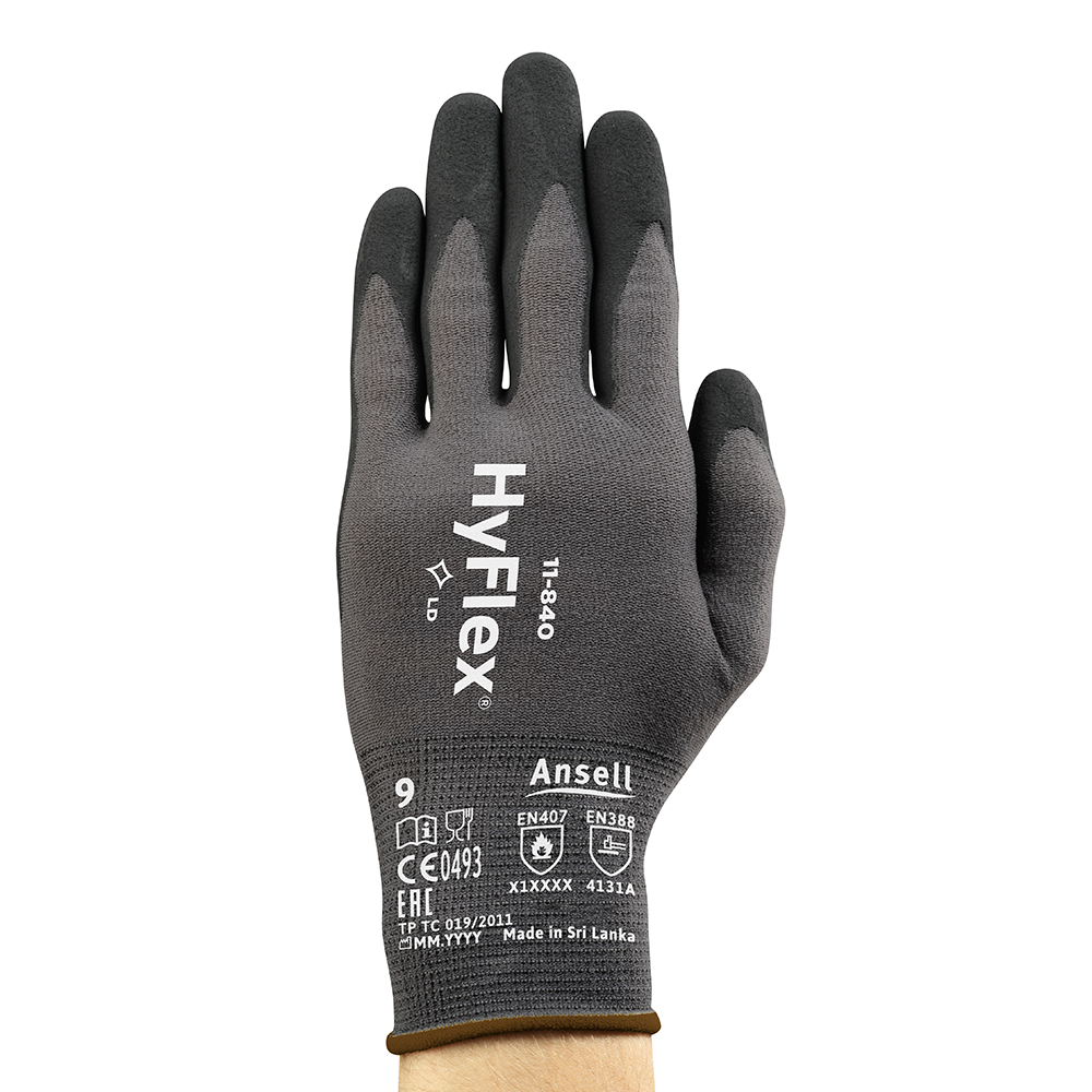 Ansell HyFlex 11-840 Foam Nitrile-Coated General Purpose Gloves – Improved Durability, Grip, and Abrasion Protection - XL (Vendor Pack)