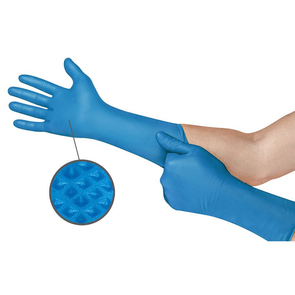 Ansell MicroFlex 93-283 Mega Textured Nitrile Disposable Gloves for Wet, Fatty Foods, or Oily Handling - L