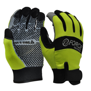 Mechanics Gloves Silicone Grip, Fluoro-Size L